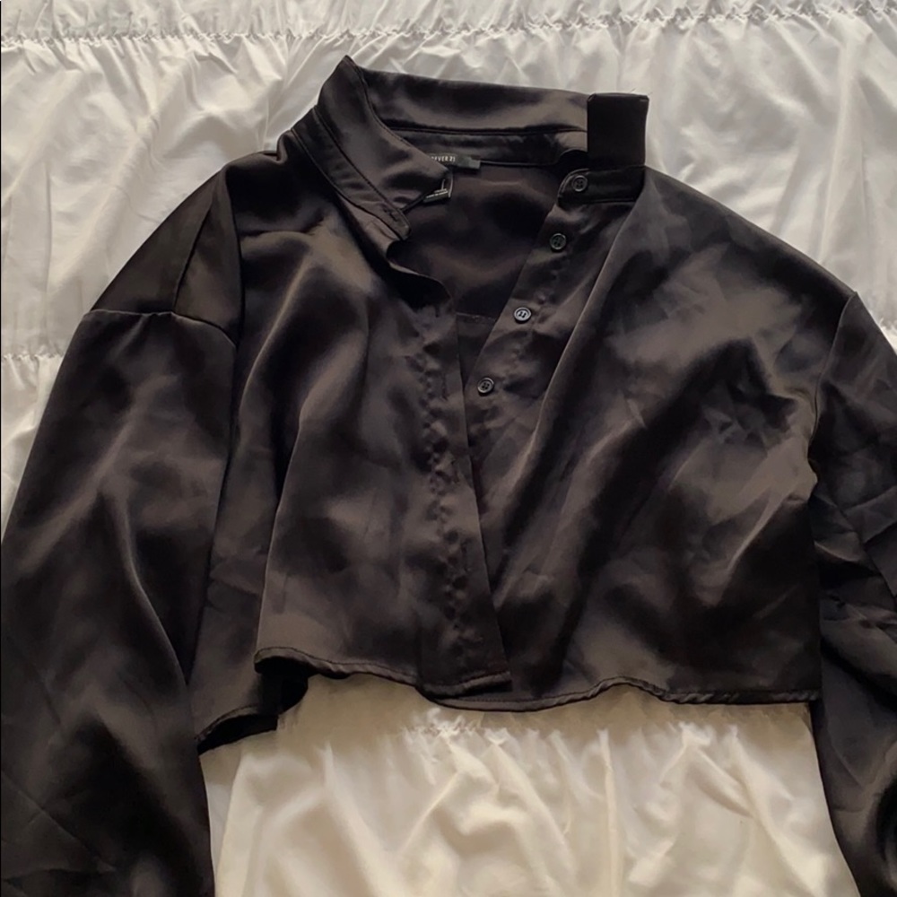 Black Silk Button Up